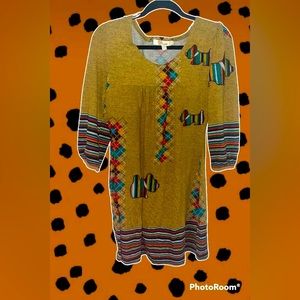 Aryeh by Anthropology Argyle Scottie Dog Designed Dress - Size Large